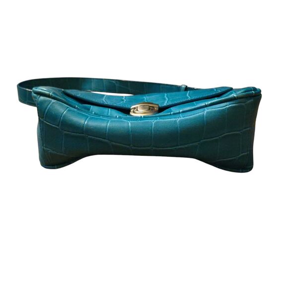 Y2K Elka Handbags Inc Vegan Faux Crocodile Pattern Shoulder Purse 90's VTG - Picture 3 of 12